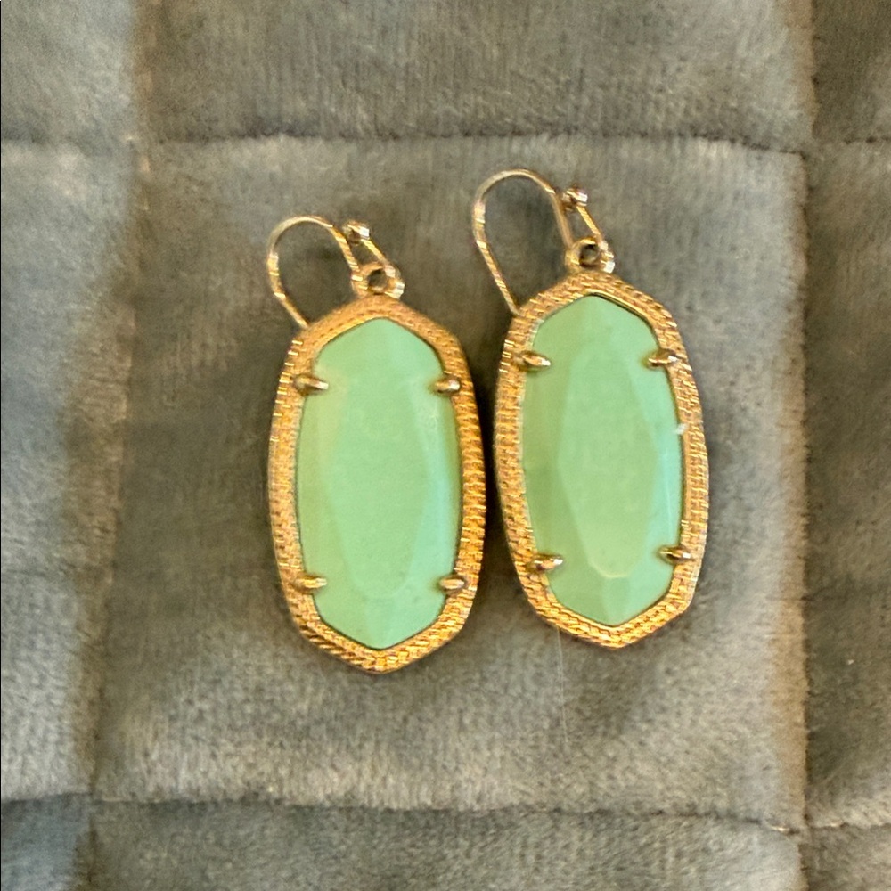 Kendra Scott Gold-Tone Earrings with Mint Green Stones